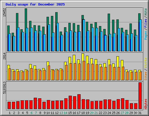 Daily usage for December 2025